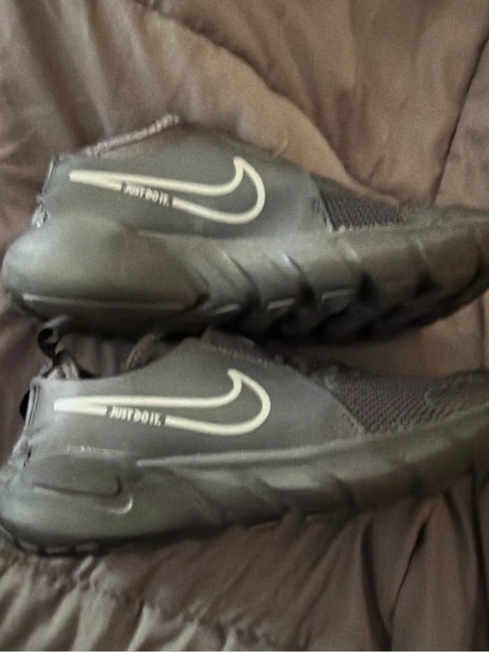 Nike Black Slip-On Training Sneakers with White Swoosh size 2Y